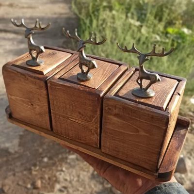 پاسماوری چوبی سه تیکه طرح گوزن